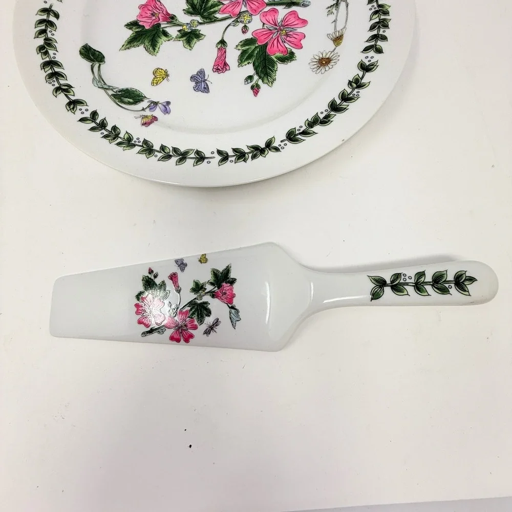 Andrea by Sadek‎ Plate & Cake Server Set, Floral Botanical Japan Decor